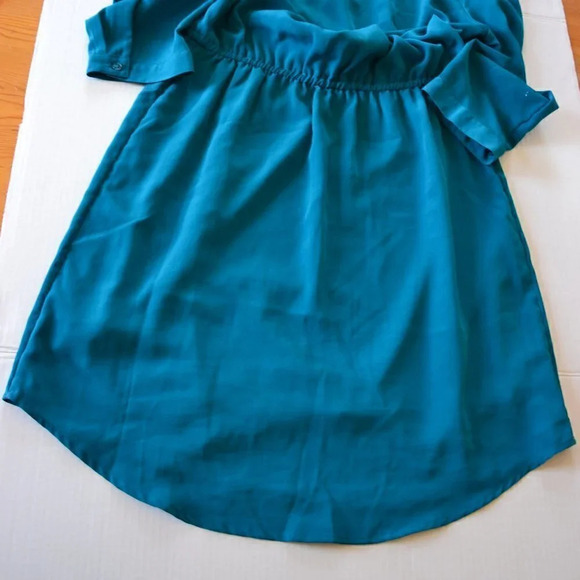 Teal lined 3/4  length sleeve dress - Picture 9 of 9